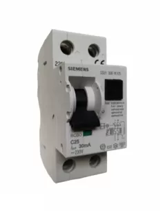 Interruptor diferencial Siemens 5su13561kv25, 6 ka, 1 p n, c25 ac, 30 ma